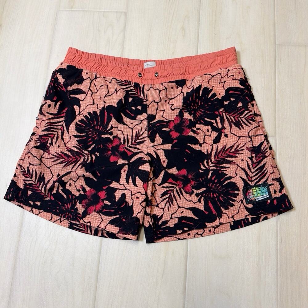 SLUNKS Mens Volleyball Shorts Tropical Peach Lined Swim Trunks Size M